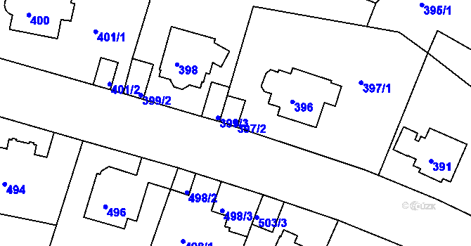 Parcela st. 397/2 v KÚ Braník, Katastrální mapa