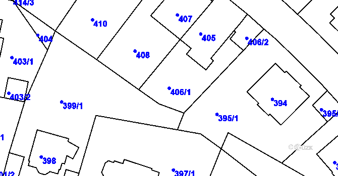 Parcela st. 406/1 v KÚ Braník, Katastrální mapa