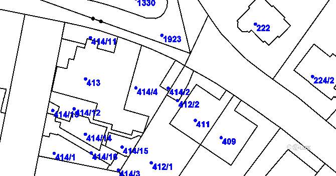 Parcela st. 414/2 v KÚ Braník, Katastrální mapa