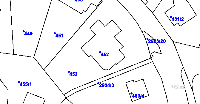Parcela st. 452 v KÚ Braník, Katastrální mapa