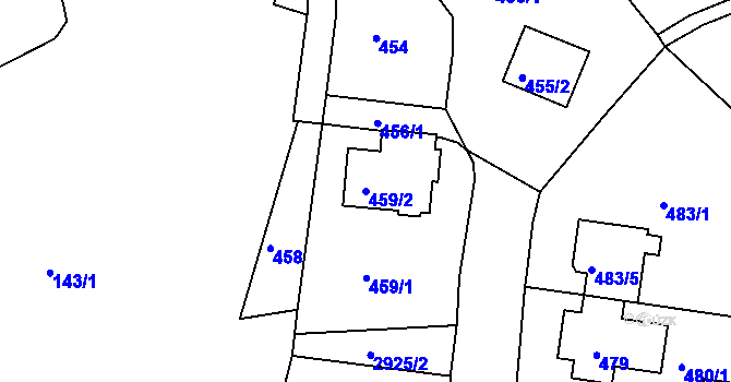 Parcela st. 459/2 v KÚ Braník, Katastrální mapa