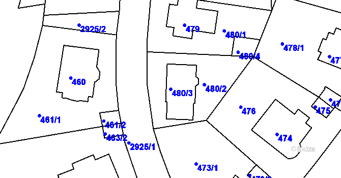 Parcela st. 480/3 v KÚ Braník, Katastrální mapa