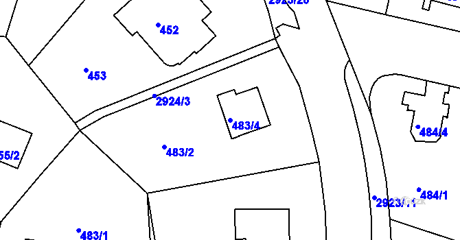 Parcela st. 483/4 v KÚ Braník, Katastrální mapa
