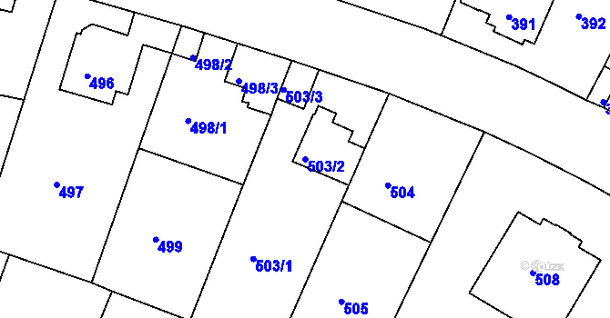 Parcela st. 503/2 v KÚ Braník, Katastrální mapa