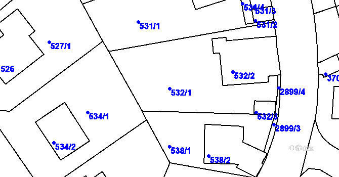 Parcela st. 532/1 v KÚ Braník, Katastrální mapa