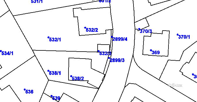 Parcela st. 532/3 v KÚ Braník, Katastrální mapa