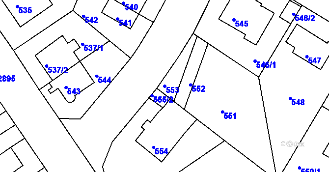 Parcela st. 553 v KÚ Braník, Katastrální mapa