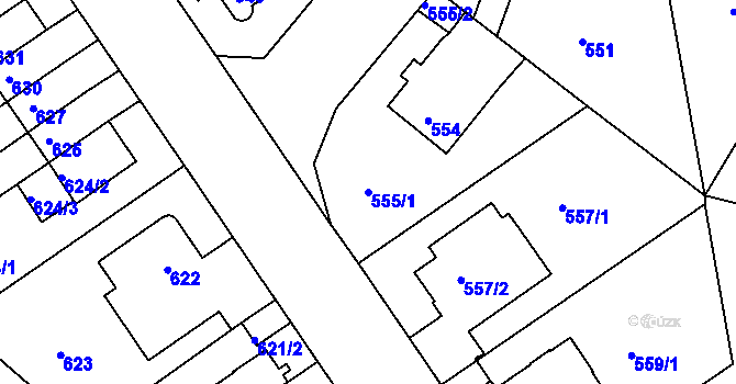 Parcela st. 555/1 v KÚ Braník, Katastrální mapa