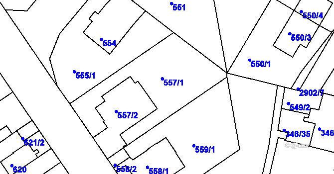 Parcela st. 557 v KÚ Braník, Katastrální mapa