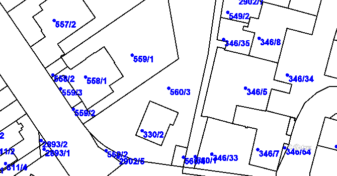 Parcela st. 560/3 v KÚ Braník, Katastrální mapa