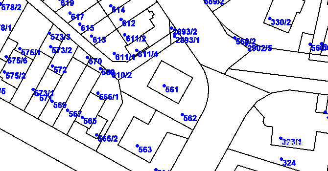 Parcela st. 561 v KÚ Braník, Katastrální mapa