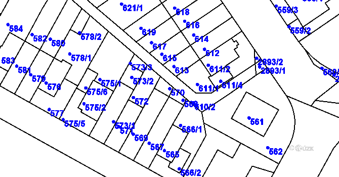 Parcela st. 570 v KÚ Braník, Katastrální mapa