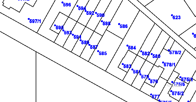 Parcela st. 585 v KÚ Braník, Katastrální mapa