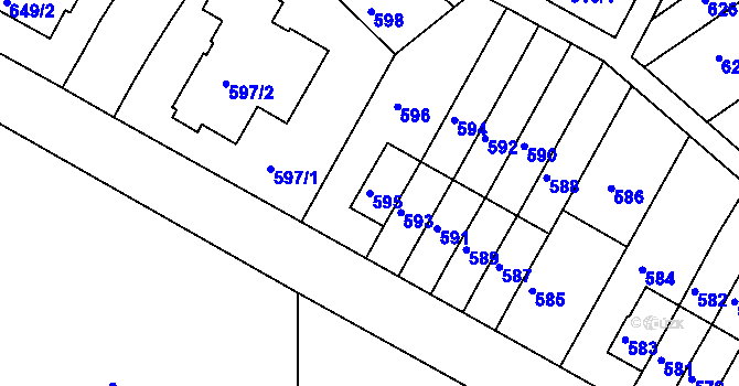 Parcela st. 595 v KÚ Braník, Katastrální mapa