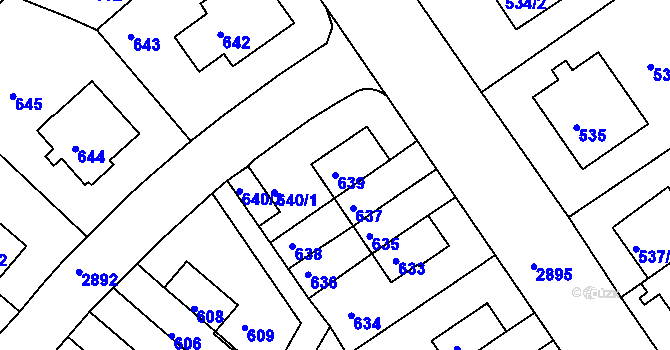 Parcela st. 639 v KÚ Braník, Katastrální mapa