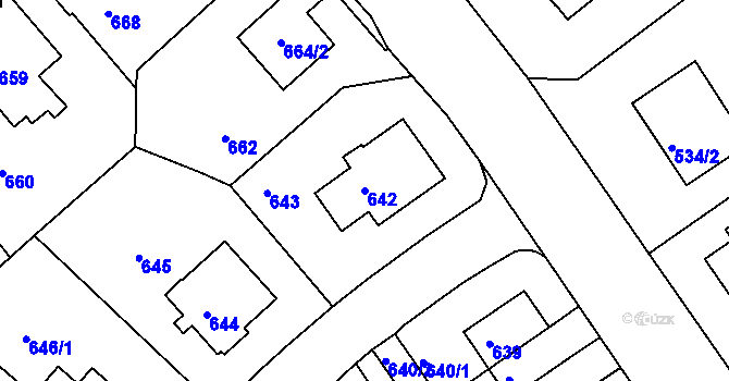 Parcela st. 642 v KÚ Braník, Katastrální mapa