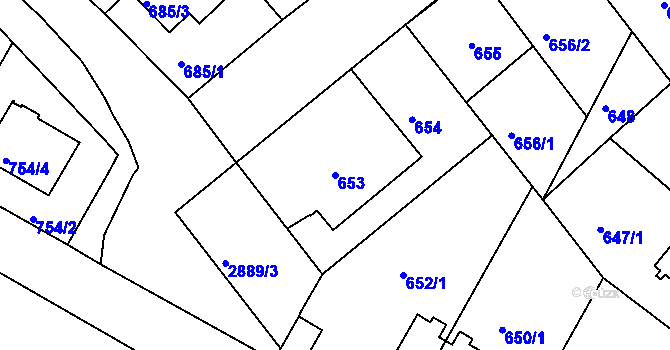 Parcela st. 653 v KÚ Braník, Katastrální mapa