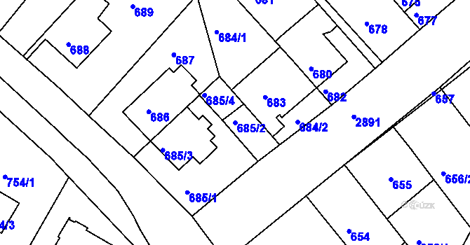Parcela st. 685/2 v KÚ Braník, Katastrální mapa