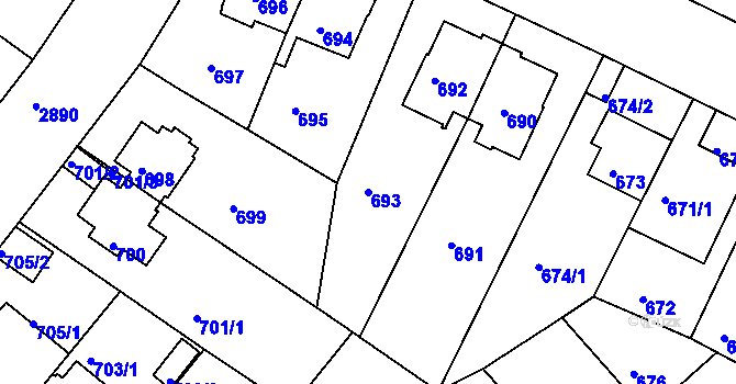 Parcela st. 693 v KÚ Braník, Katastrální mapa