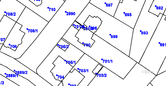 Parcela st. 700 v KÚ Braník, Katastrální mapa