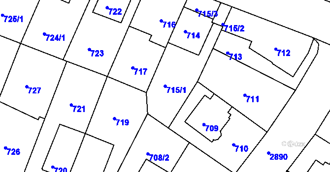 Parcela st. 715/1 v KÚ Braník, Katastrální mapa