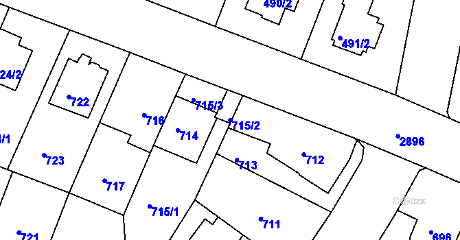 Parcela st. 715/2 v KÚ Braník, Katastrální mapa