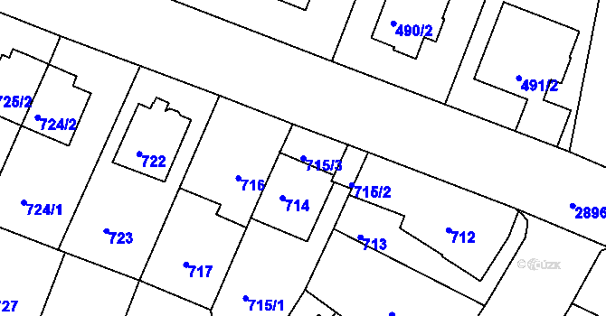 Parcela st. 715/3 v KÚ Braník, Katastrální mapa