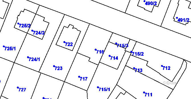Parcela st. 716 v KÚ Braník, Katastrální mapa