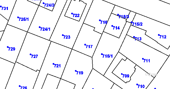 Parcela st. 717 v KÚ Braník, Katastrální mapa
