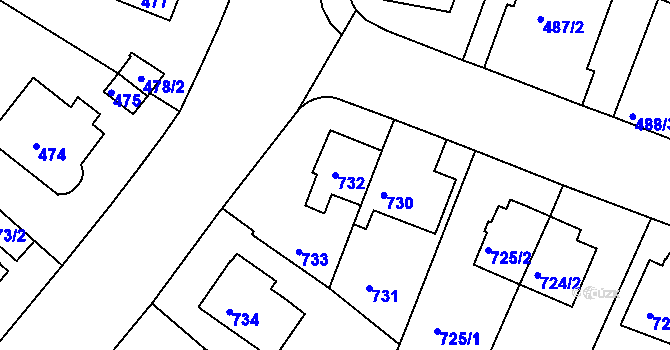 Parcela st. 732 v KÚ Braník, Katastrální mapa