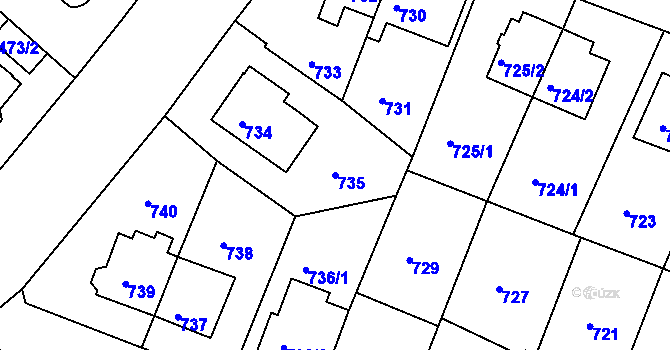 Parcela st. 735 v KÚ Braník, Katastrální mapa