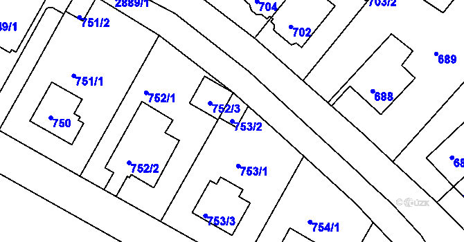 Parcela st. 753/2 v KÚ Braník, Katastrální mapa