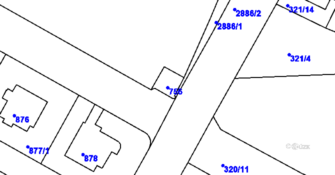 Parcela st. 756 v KÚ Braník, Katastrální mapa