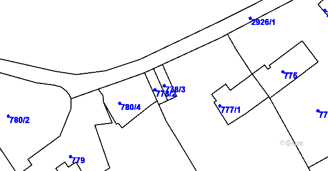 Parcela st. 778/3 v KÚ Braník, Katastrální mapa