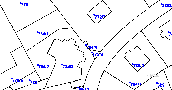 Parcela st. 784/4 v KÚ Braník, Katastrální mapa