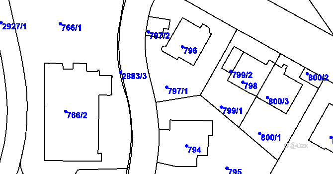 Parcela st. 797/1 v KÚ Braník, Katastrální mapa