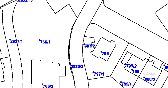 Parcela st. 797/2 v KÚ Braník, Katastrální mapa