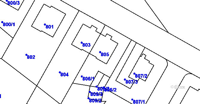 Parcela st. 805 v KÚ Braník, Katastrální mapa