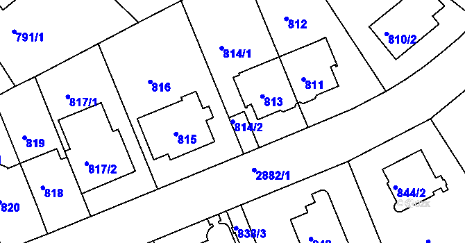 Parcela st. 814/2 v KÚ Braník, Katastrální mapa