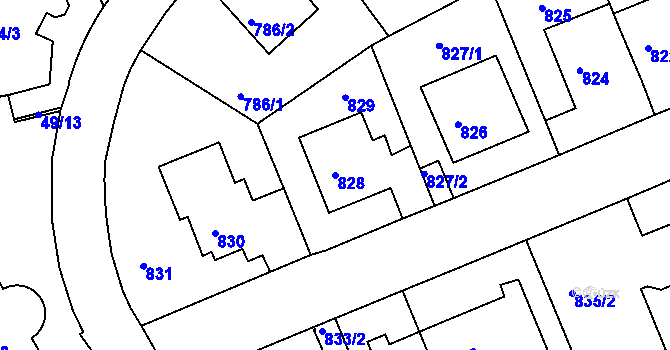 Parcela st. 828 v KÚ Braník, Katastrální mapa