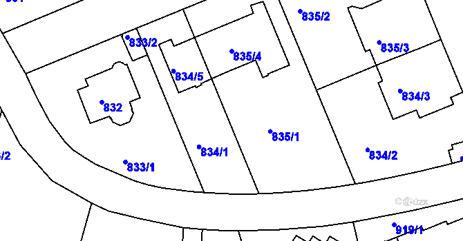 Parcela st. 834/4 v KÚ Braník, Katastrální mapa