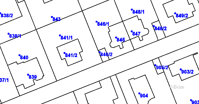Parcela st. 846/2 v KÚ Braník, Katastrální mapa