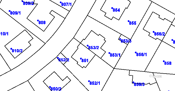 Parcela st. 853/2 v KÚ Braník, Katastrální mapa