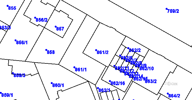Parcela st. 861/2 v KÚ Braník, Katastrální mapa