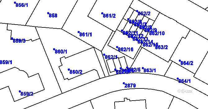 Parcela st. 862/1 v KÚ Braník, Katastrální mapa