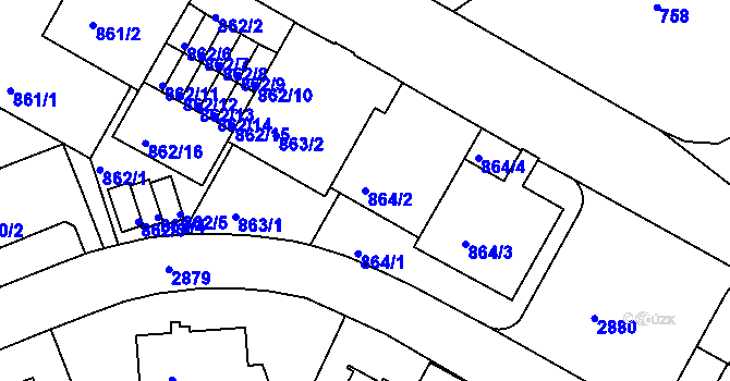Parcela st. 864/2 v KÚ Braník, Katastrální mapa
