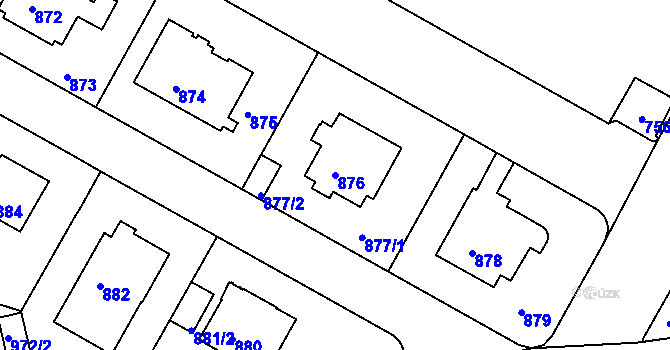 Parcela st. 876 v KÚ Braník, Katastrální mapa