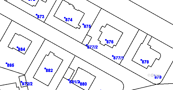 Parcela st. 877/2 v KÚ Braník, Katastrální mapa
