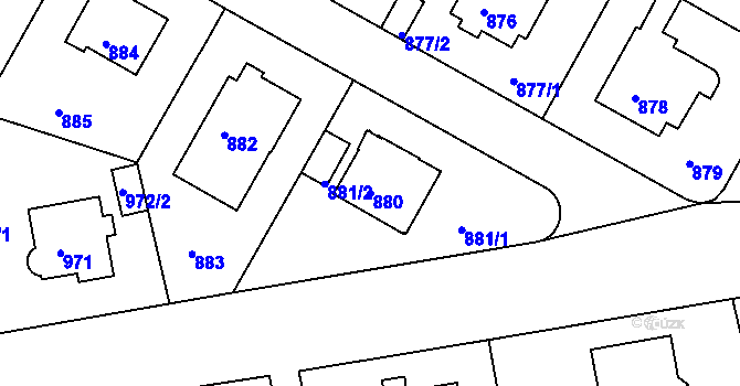 Parcela st. 880 v KÚ Braník, Katastrální mapa