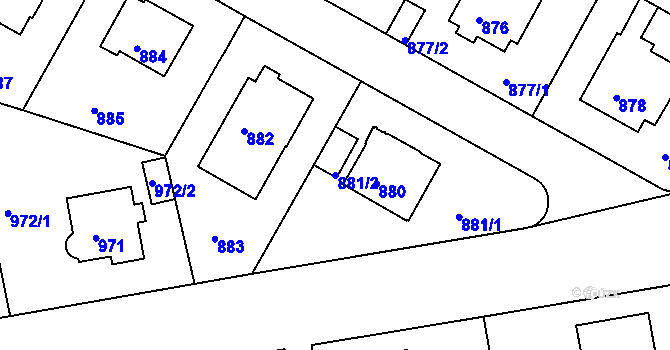 Parcela st. 881/2 v KÚ Braník, Katastrální mapa